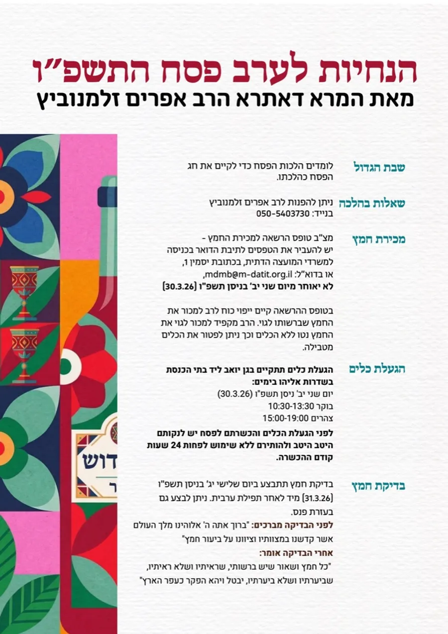 Pesach guide, 5786 — Shafir Religious Council, page 6